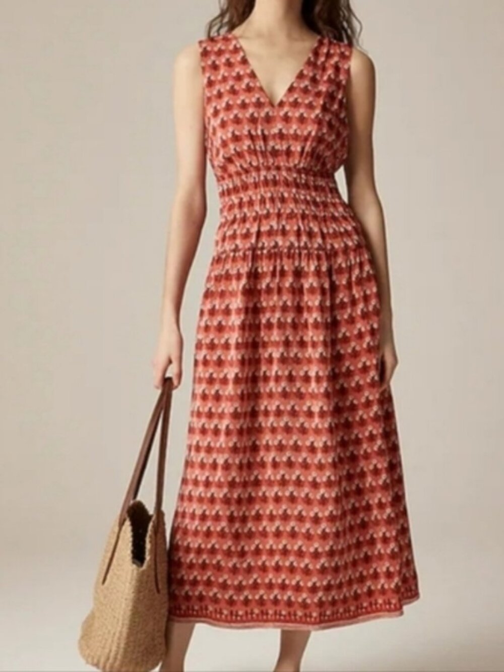 J.Crew (j. crew, jcrew) Hyacinth Dress in Block-print Crepe de Chine size Large